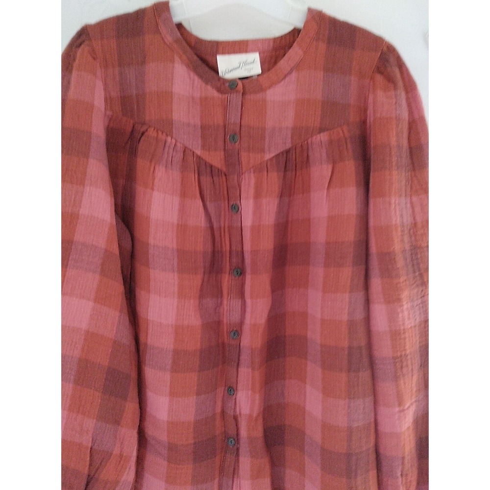 Universal Thread Top Size Large Plaid Front Button Up Prarie Western Cottagecore - Picture 2 of 7